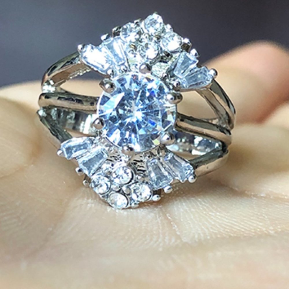 🎀 Engagement Anillos Multi Layer Stackable Flower CZ Wedding Ring, UNVN12113